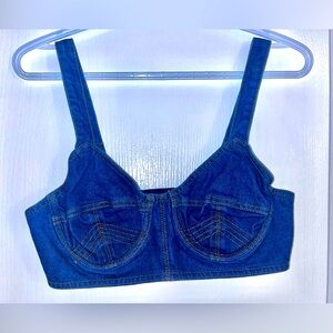 Vintage Y2K Jean Paul Gaultier Denim Bra Top RARE